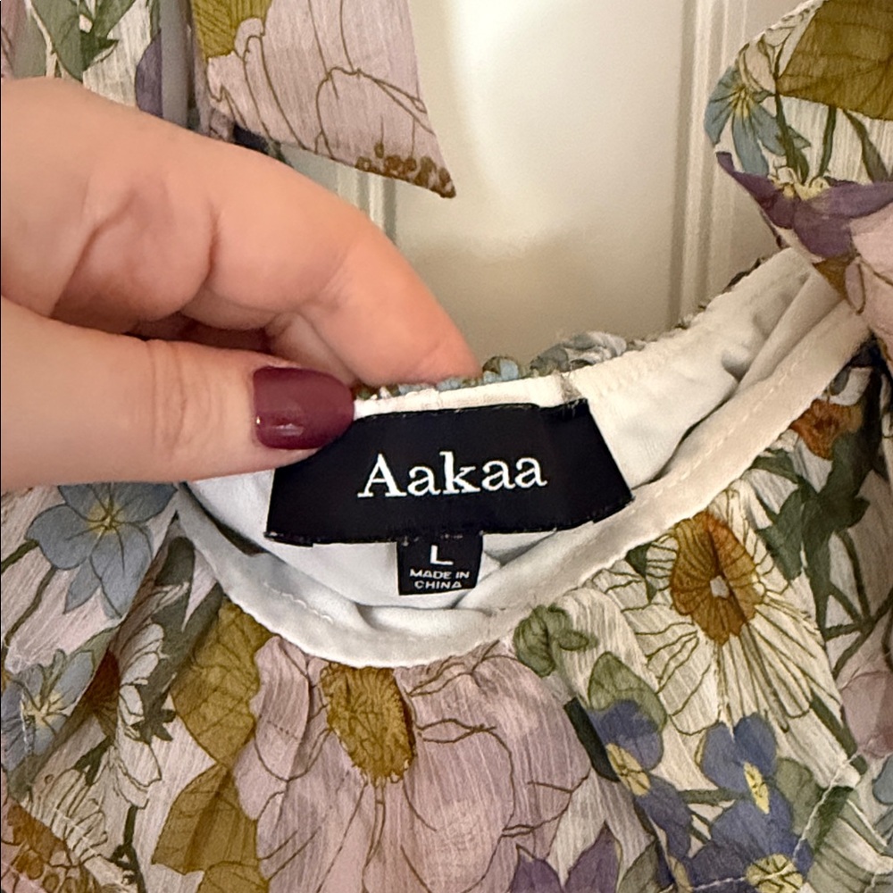 Aakaa Flowy Mini Dress Size L - Picture 2 of 3